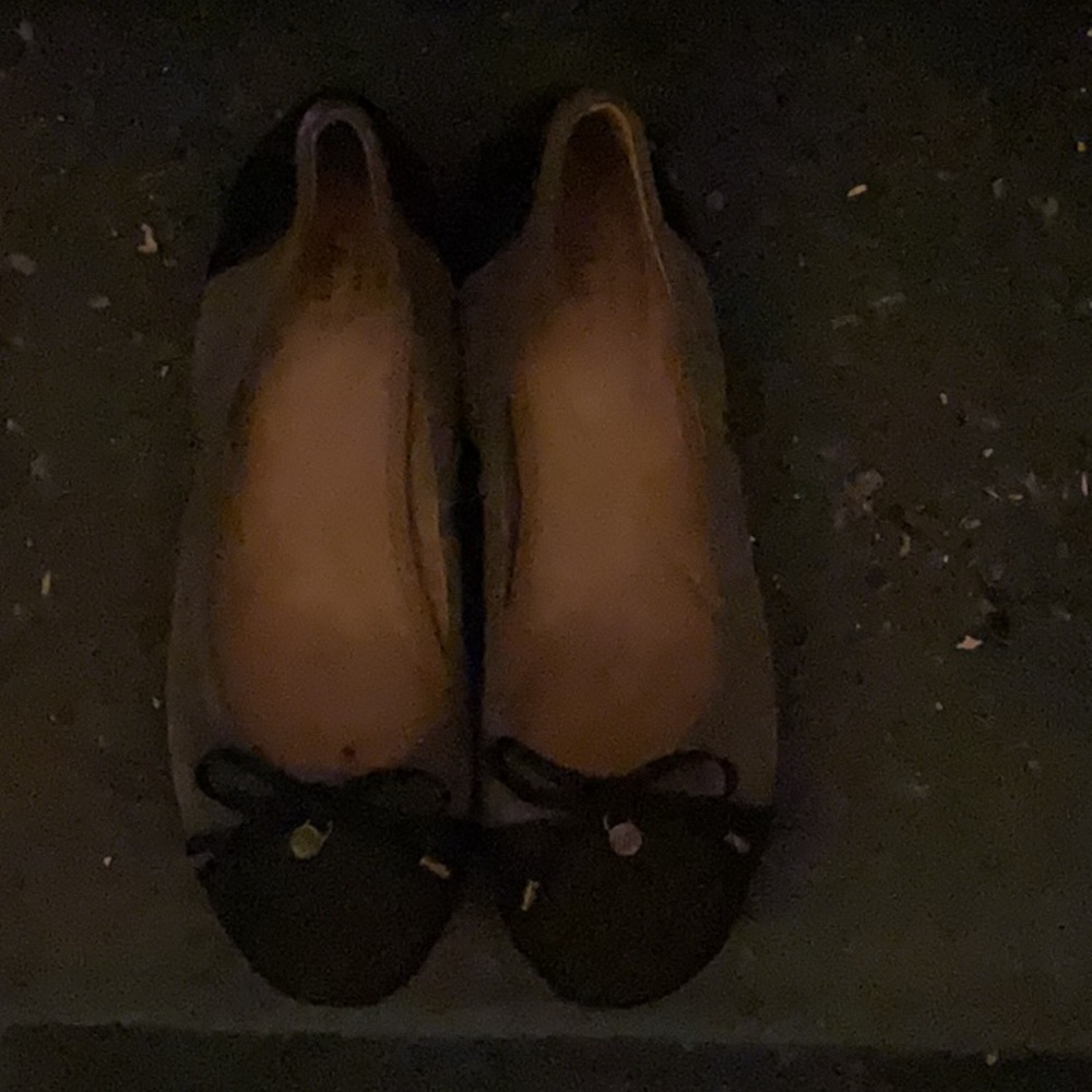 Black and Tan Ballet Flats with Bow